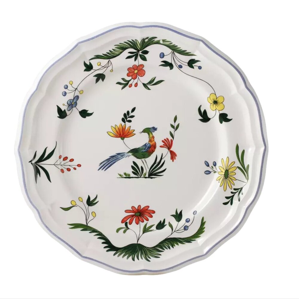 Gien Plate Dinner Scalloped Oiseaux Paradis 26 cm (7 availables)